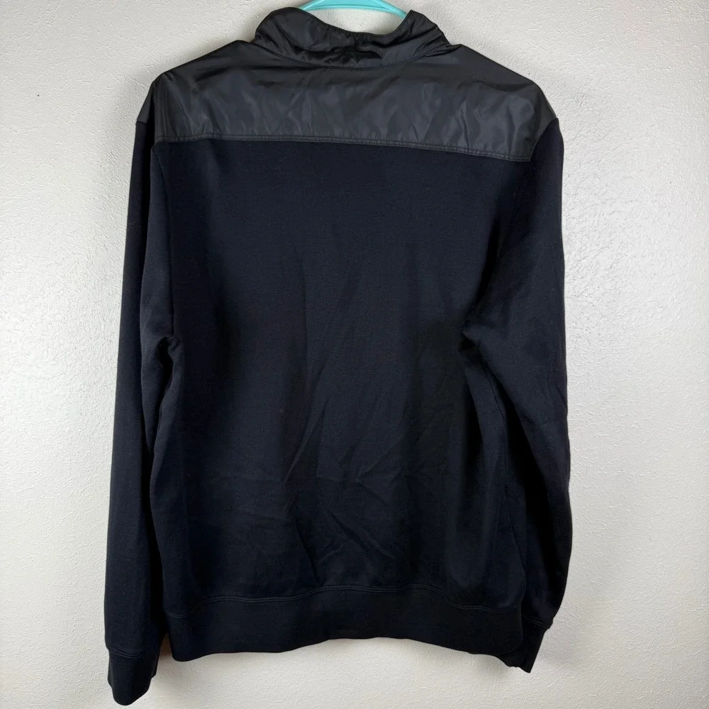 Hugo Boss Mens Black Quarter Zip Pullover Cotton Blend Shoulder Overlay Size L